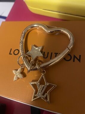 Gold Heart Key Holder with Star Charms